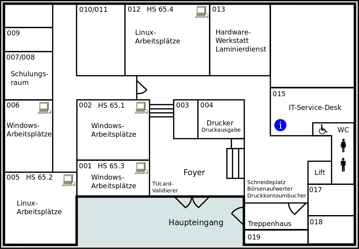 Raumplan Gauß-IT-Zentrum EG