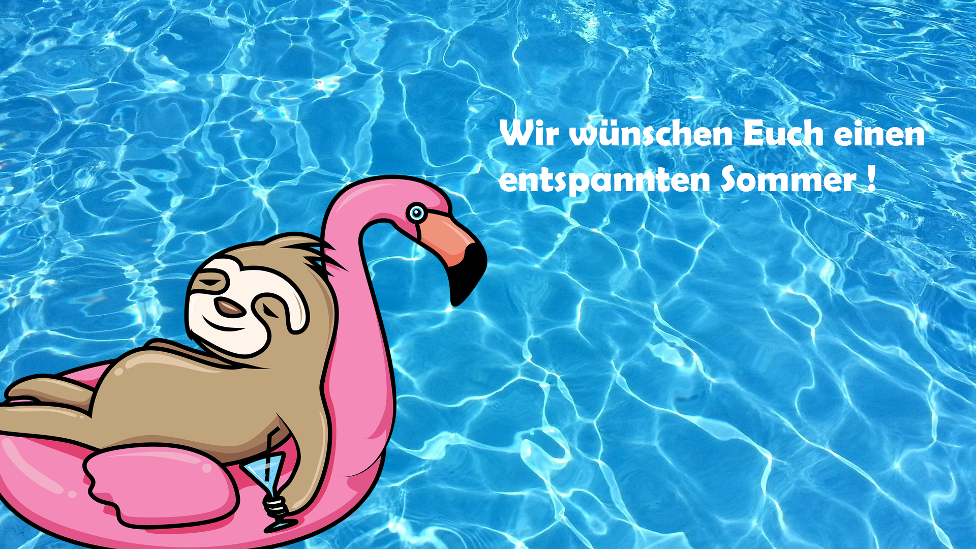 Faultier im Schwimmreifen im Pool.