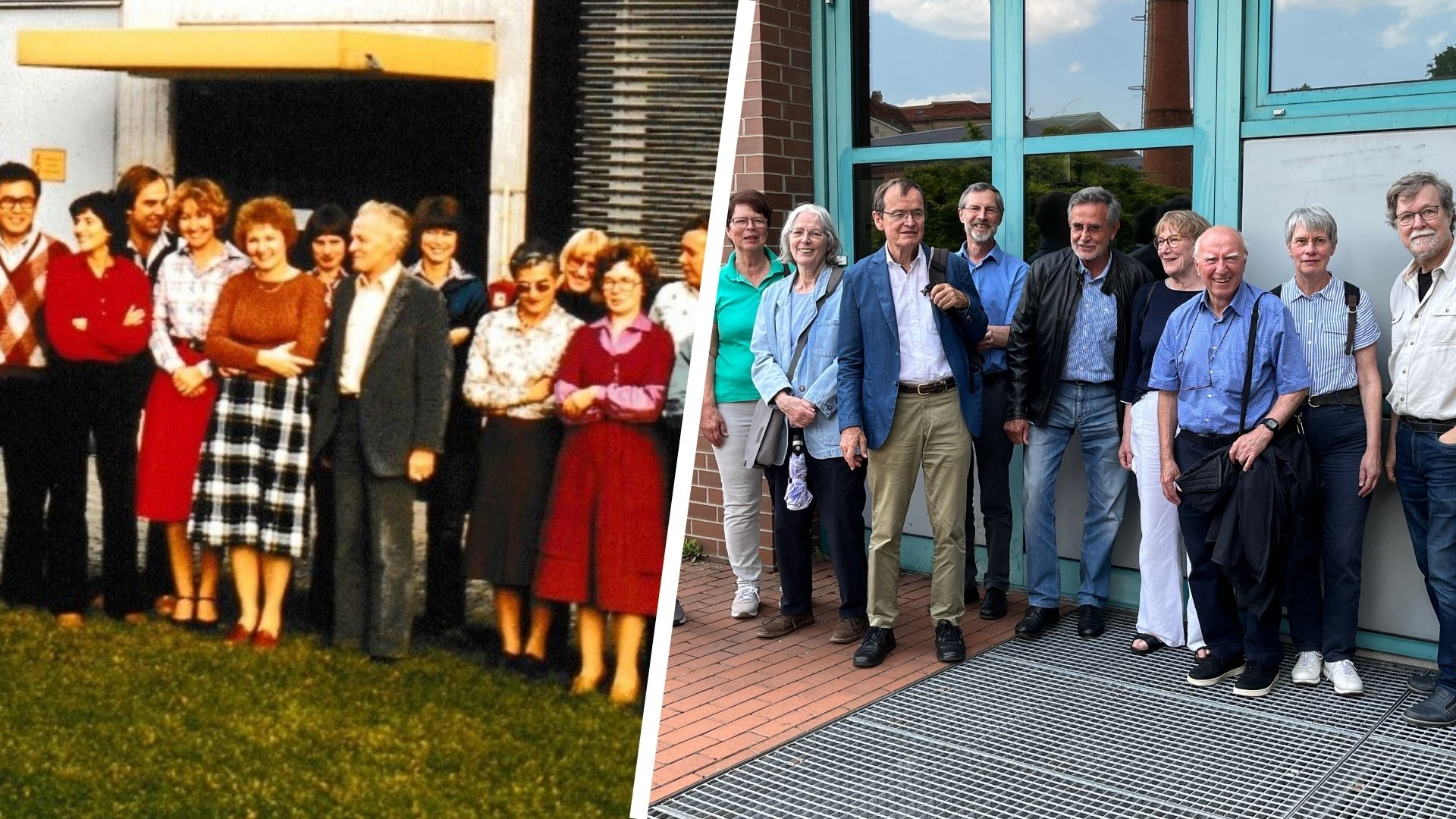 You can see a transition between two pictures with groups of people from 19080 and 2024