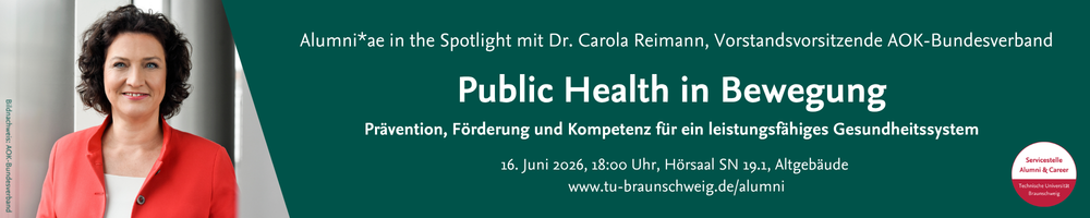 Zu sehen ist ein Veranstaltungshinweis für den Spotlightvotrag mit Dr. Carola Reimann am 16.6.26 zum Thema Public Health in Bewegung; weitere Veranstaltungsinformationen können mit Klick auf die Bildfläche aufgerufen werden