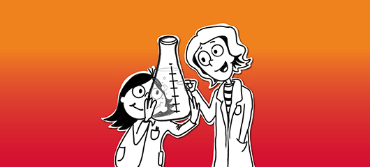 Dekorativer Zweck - Kind und Forscherin experimentieren