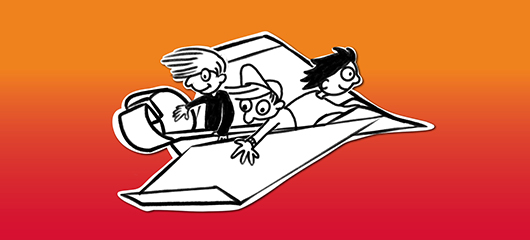 Dekorativer Zweck - Kinder auf Papierflieger