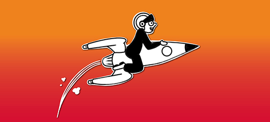 Dekorativer Zweck - Kind auf Rakete