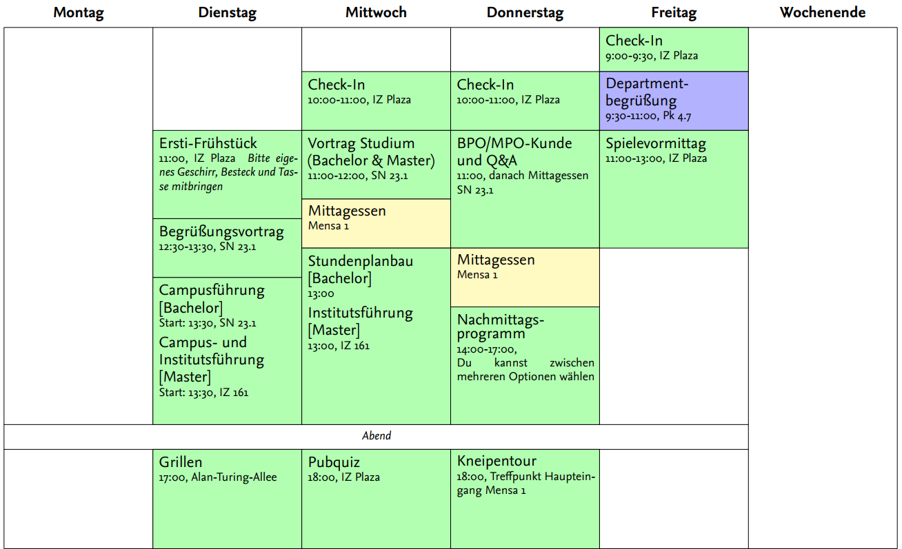 Stundenplan Woche 1
