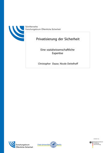 Privatisierung der Sicherheit. Eine sozialwissenschaftliche Studie