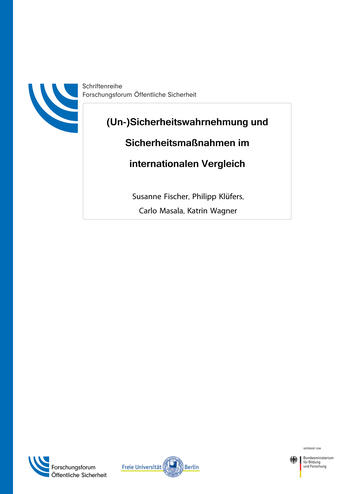 (Un-)Sicherheitswahrnehmung und Sicherheitsmaßnahmen im internationalen Vergleich