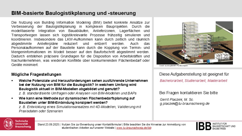 BIM-basierte Baulogistikplanung und -steuerung