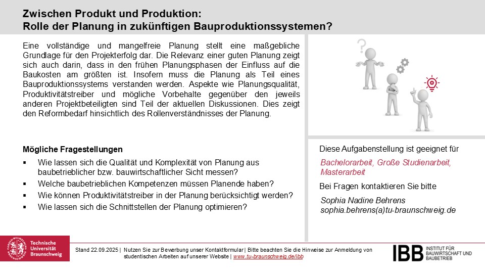 Zwischen Produkt und Produktion:Rolle der Planung in zukünftigen Bauproduktionssystemen?