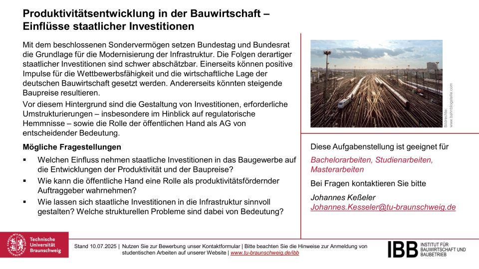 Produktivitätsentwicklung in der Bauwirtschaft