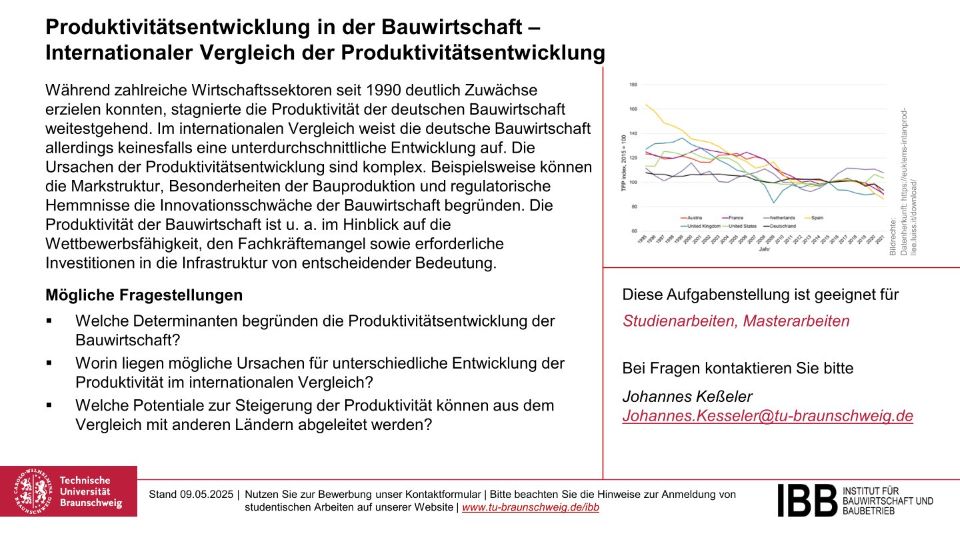 Produktivitätsentwicklung in der Bauwirtschaft