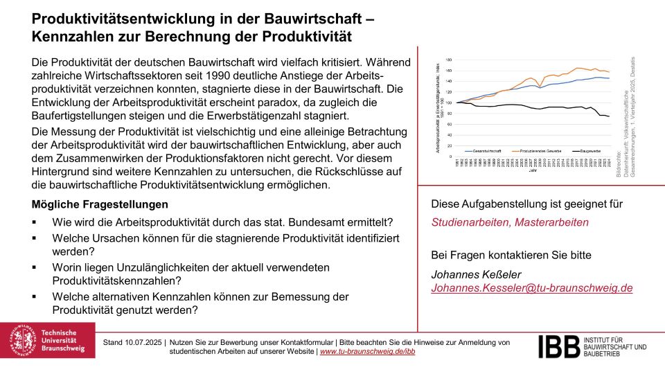 Produktivitätsentwicklung in der Bauwirtschaft
