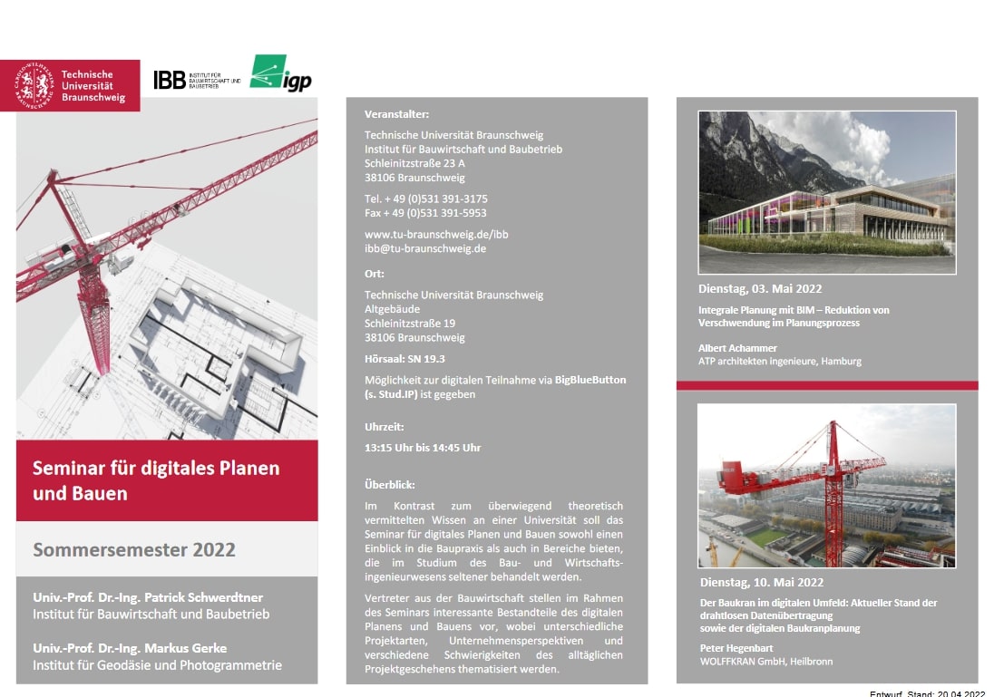 IBB Flyer Seminar für digitales Planen und Bauen