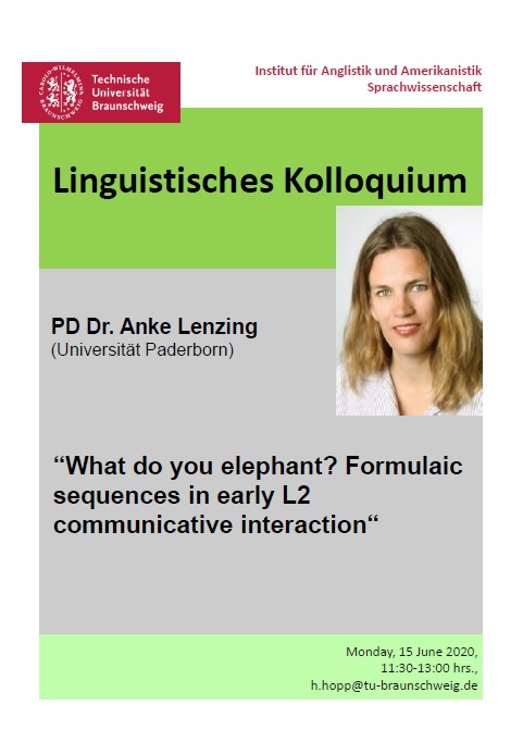 Aushang Vortrag PD Dr. Anke Lenzing