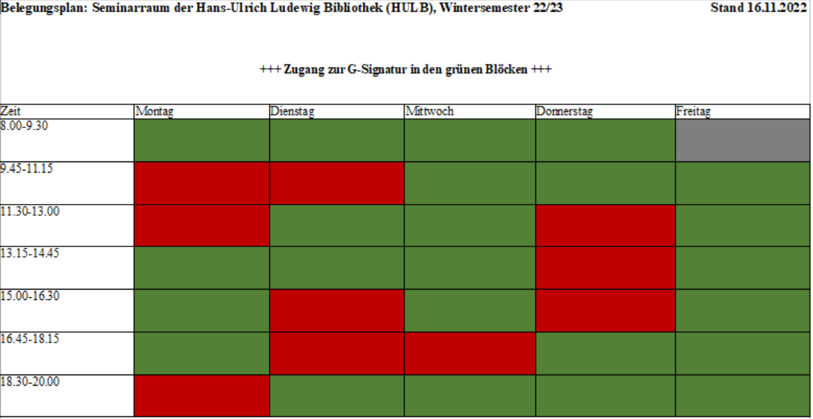 Belegungsplan der HULB WS2223