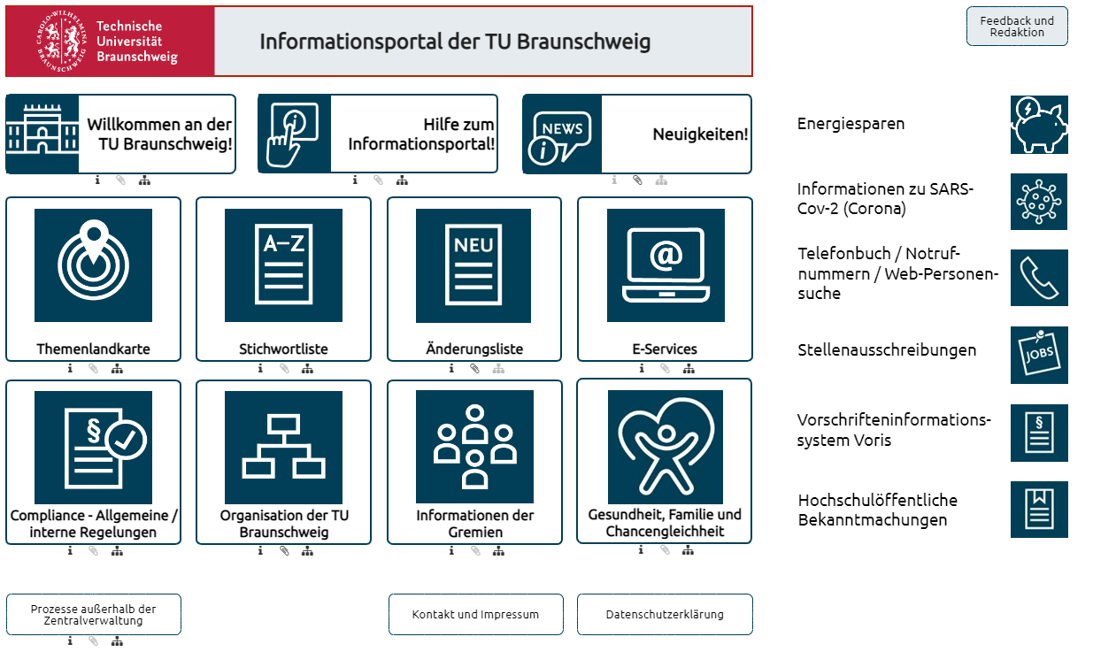 Ansicht der Startseite des Informationsportals