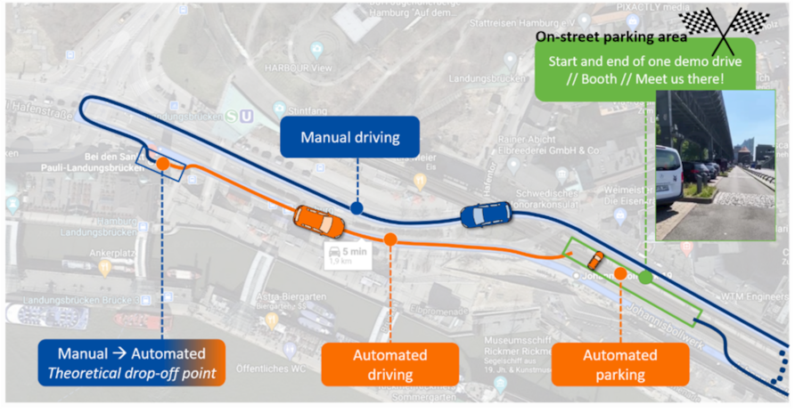 Im Hamburger Hafengebiet demonstrierte die TU Braunschweig das automatisierte Fahren und Einparken.