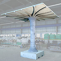 Shotcrete 3D printed ripped slab on a printed column