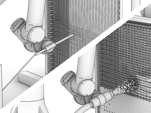 Scheme of a basic realisation of combining fibre wound reinforcement with shotcrete 3D printing.