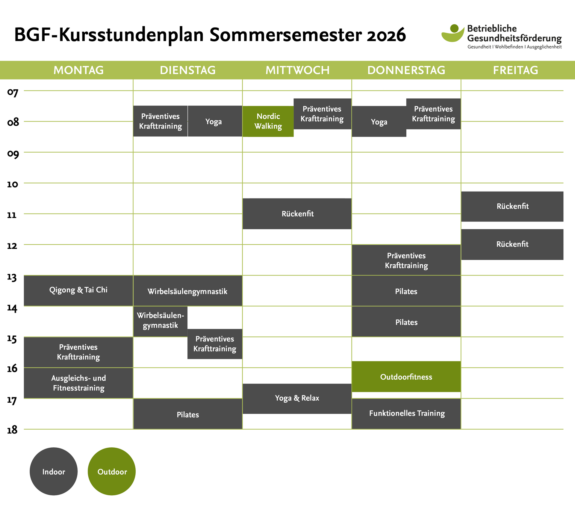 Kursstundenplan Sommersemester 2026