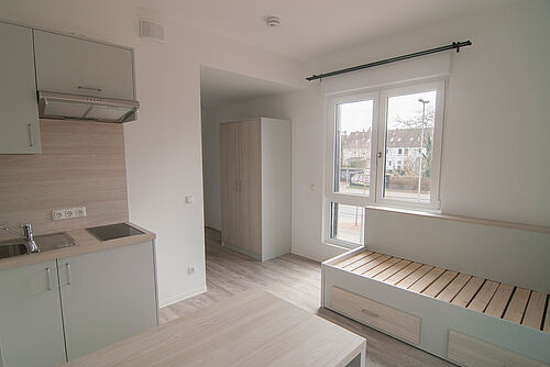 Ein Beispiel-Zimmer im Studierendenwohnheim in der Hans-Sommer-Straße.
