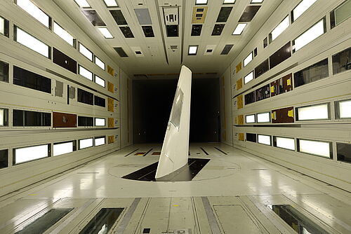 The Fin with the TSSD panel in the LLF-DNW wind-tunnel.