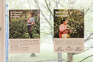 Plakatausstellung zum Thema Fair Trade während des Community Cafés.