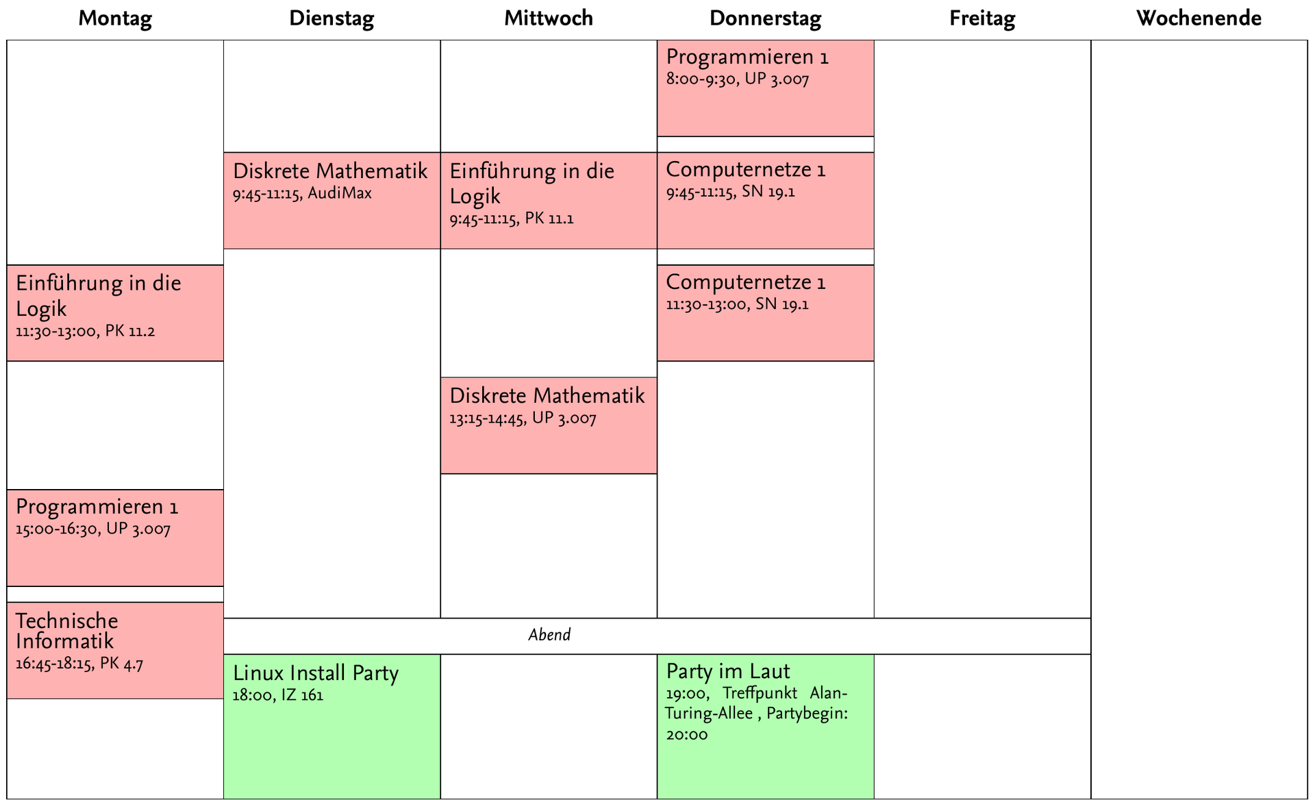Stundenplan Woche 2