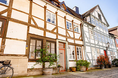 Ein Fachwerkgebäude im Magniviertel in Braunschweig.