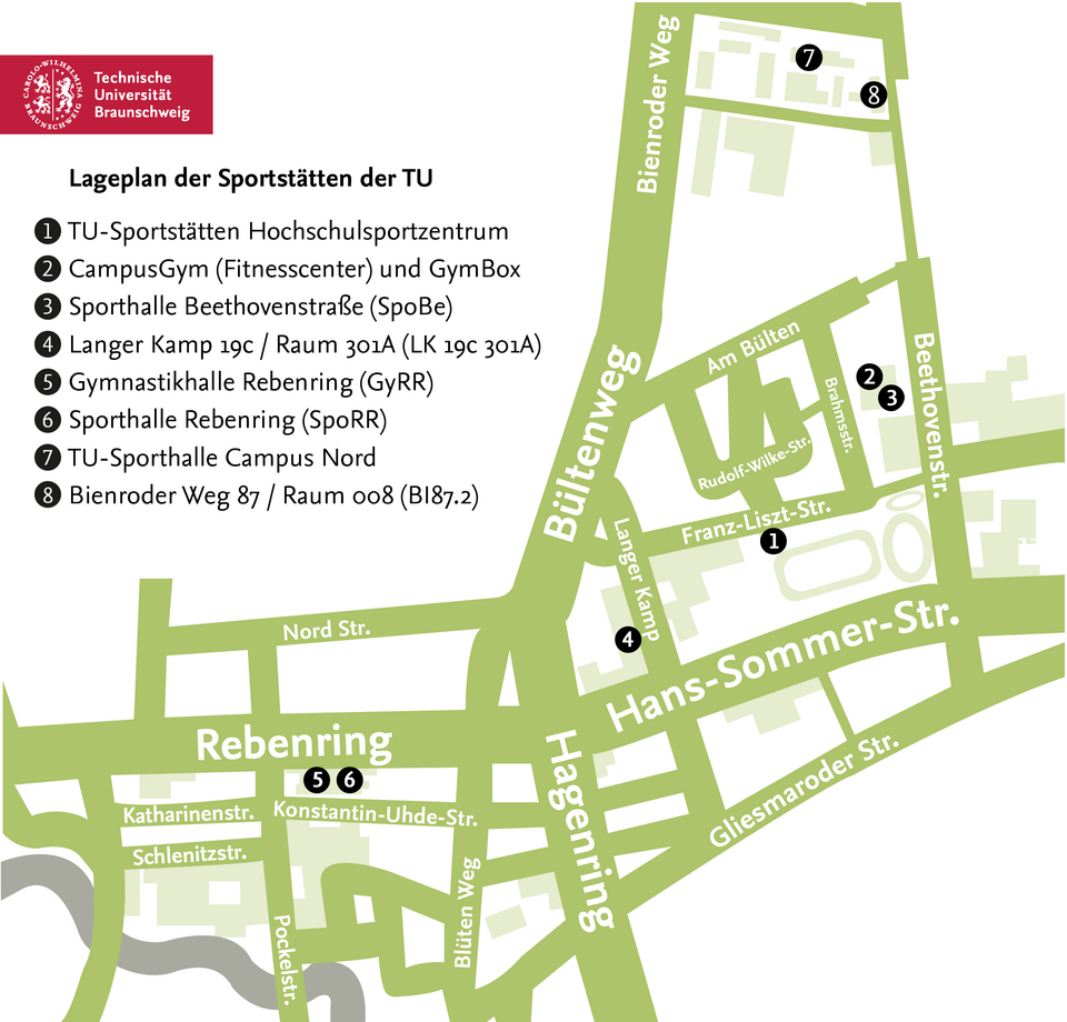 Lageplan der Sportstätten
