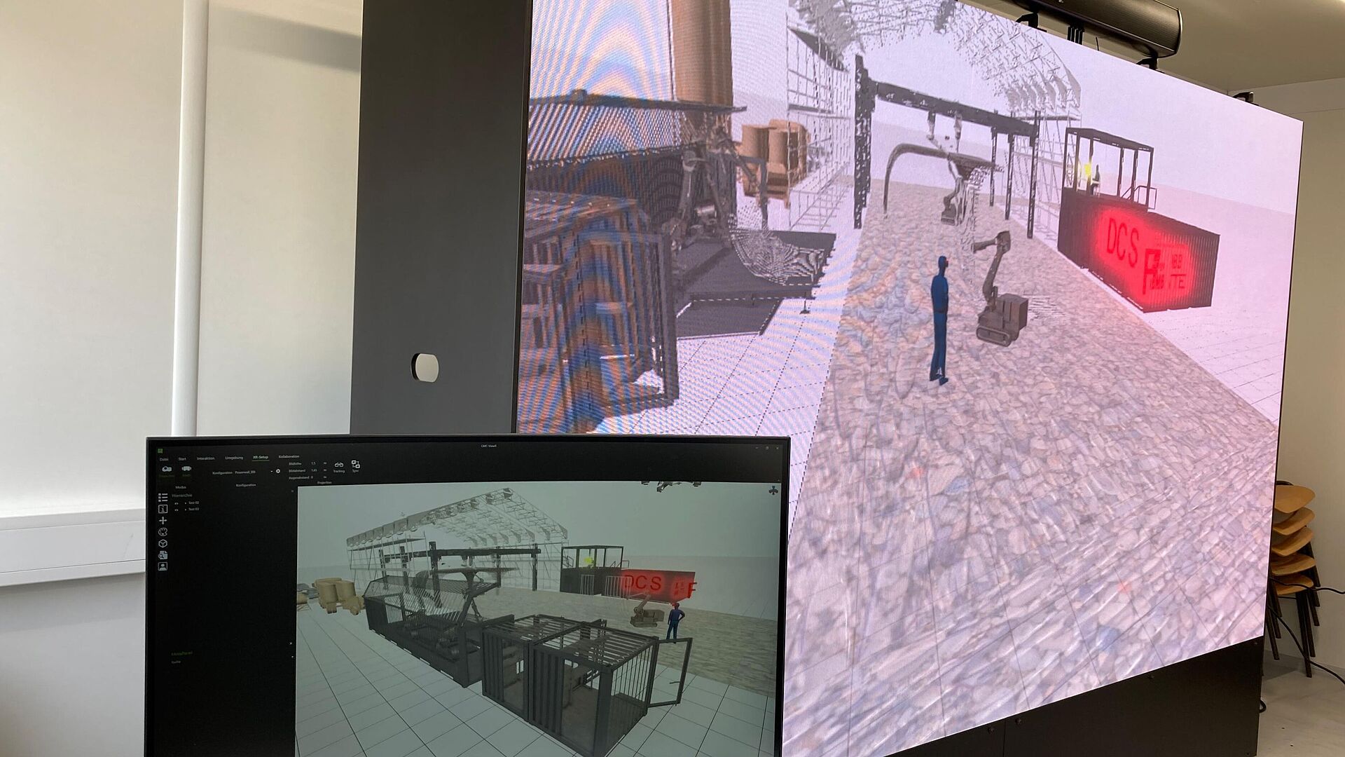 PC-Monitor und 3D-LED-Wand