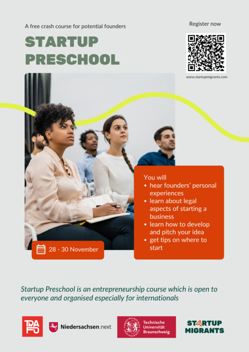Poster mit Einladung zur Startup Preschool Braunschweig