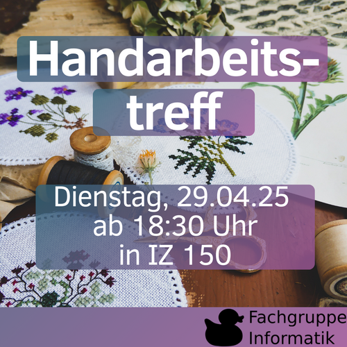 Handarbeitstreff Dienstag, 29.04.25 ab 18:30 Uhr in IZ 150