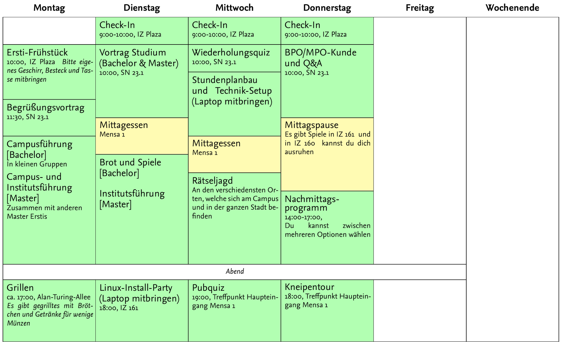 Wochenplan