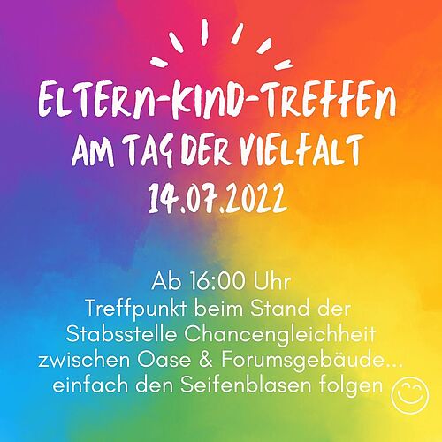 Regenbogenfarbener Hintergrund mit Schrift 