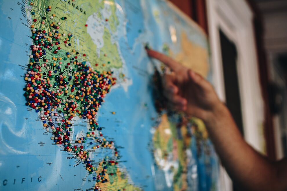 worldmap with pins