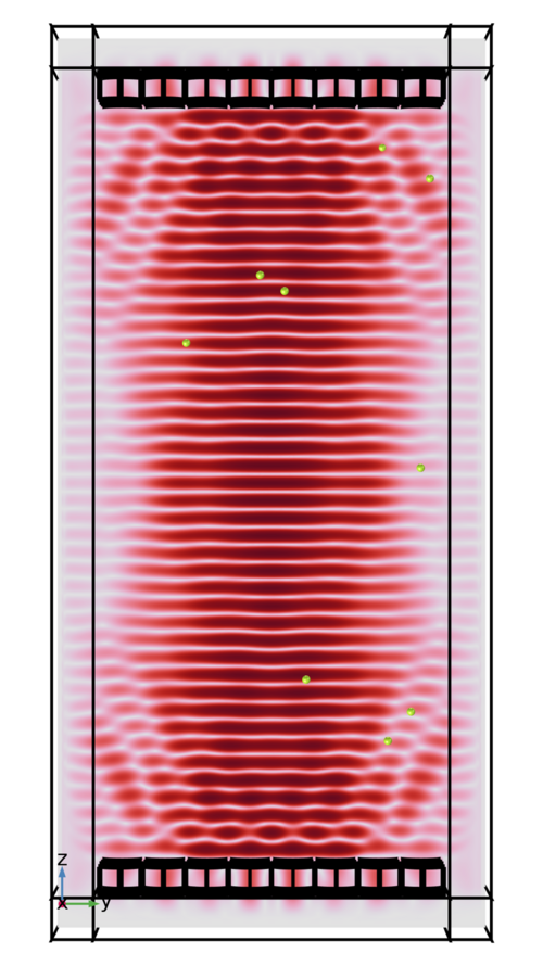 Ultraschallfeld mit levitierenden Partikeln in COMSOL