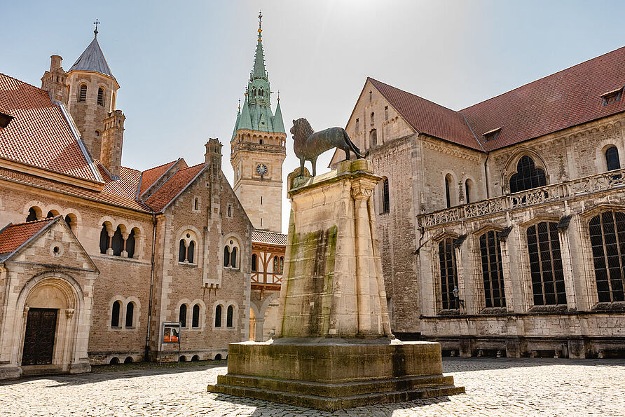 The Burgplatz in the city of Brunswick in the sunshine.