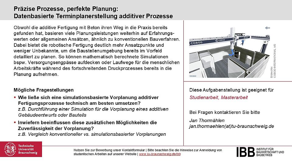Datenbasierte Terminplanerstellung additiver Prozesse