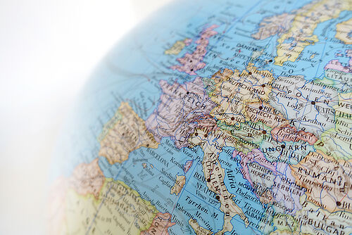 Globe with Europe in focus