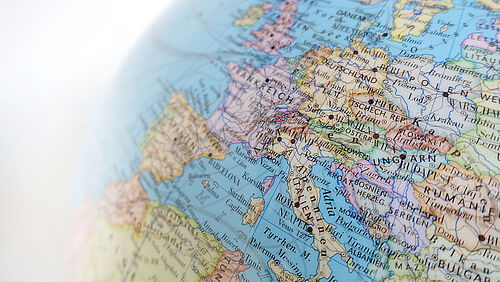 Globe with Europe in focus