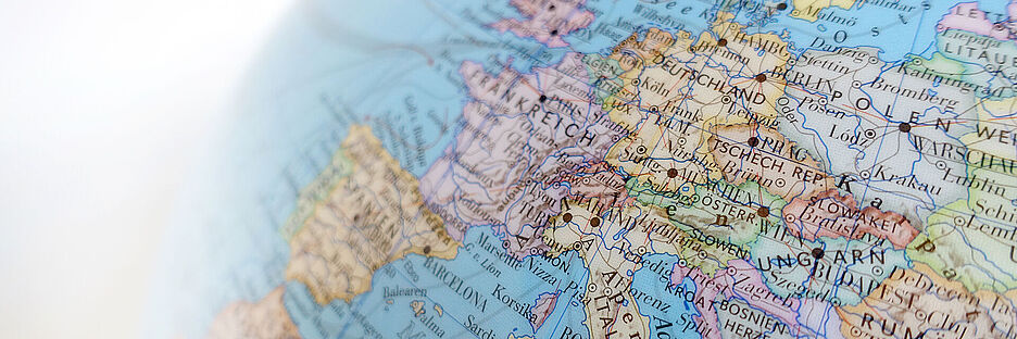 Globe with Europe in focus