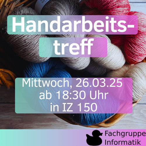 Handarbeitstreff Mittwoch, 26.03.25 ab 18:30 Uhr in IZ 150