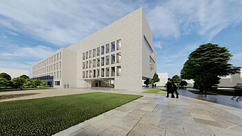 Sommeransicht, Gebäude 4277 - Chemie, Gebäudeentwurf Sommer 2019