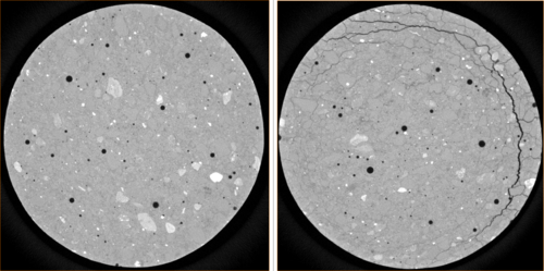 Ct image of mortar with fost damage
