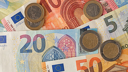 EURO banknotes and coins