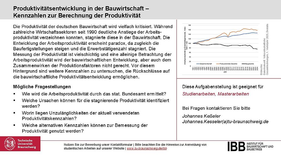 Produktivitätsentwicklung in der Bauwirtschaft 