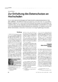 Gewährung des Datenschutzes an Hochschulen