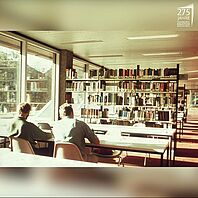 Lernende Studierende im Lesesaal, 1972