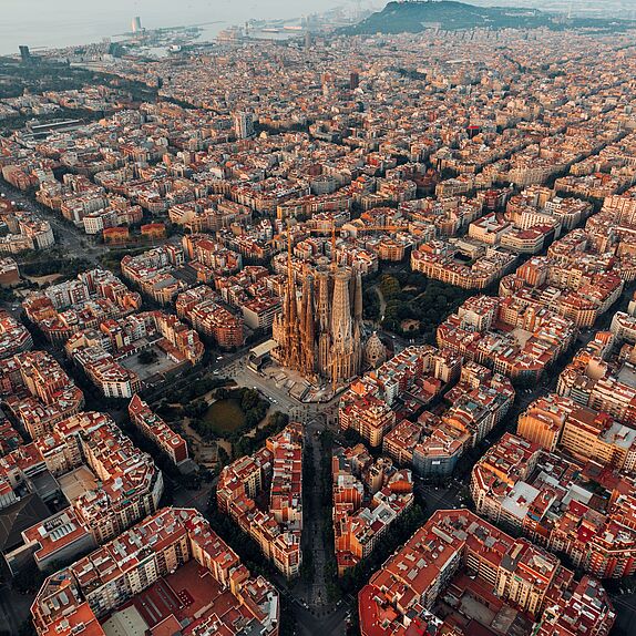 Foto von Barcelona aus der Vogelperspektive