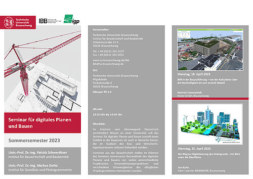 Flyer Seminar digitales Planen und Bauen 2023